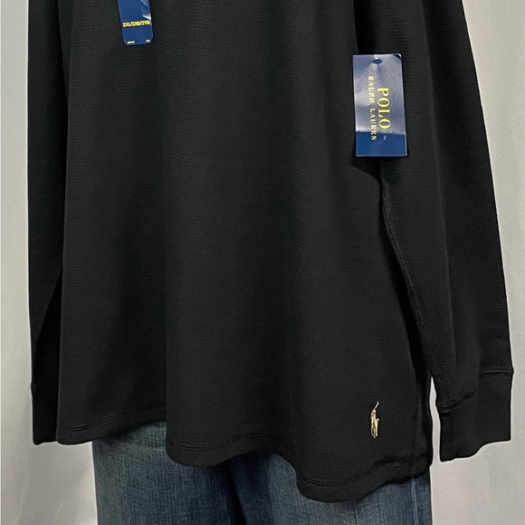 Polo Ralph Lauren New XXL Black Puffy Letter Thermal Longsleeved Tan Man Shirt - Picture 3 of 9